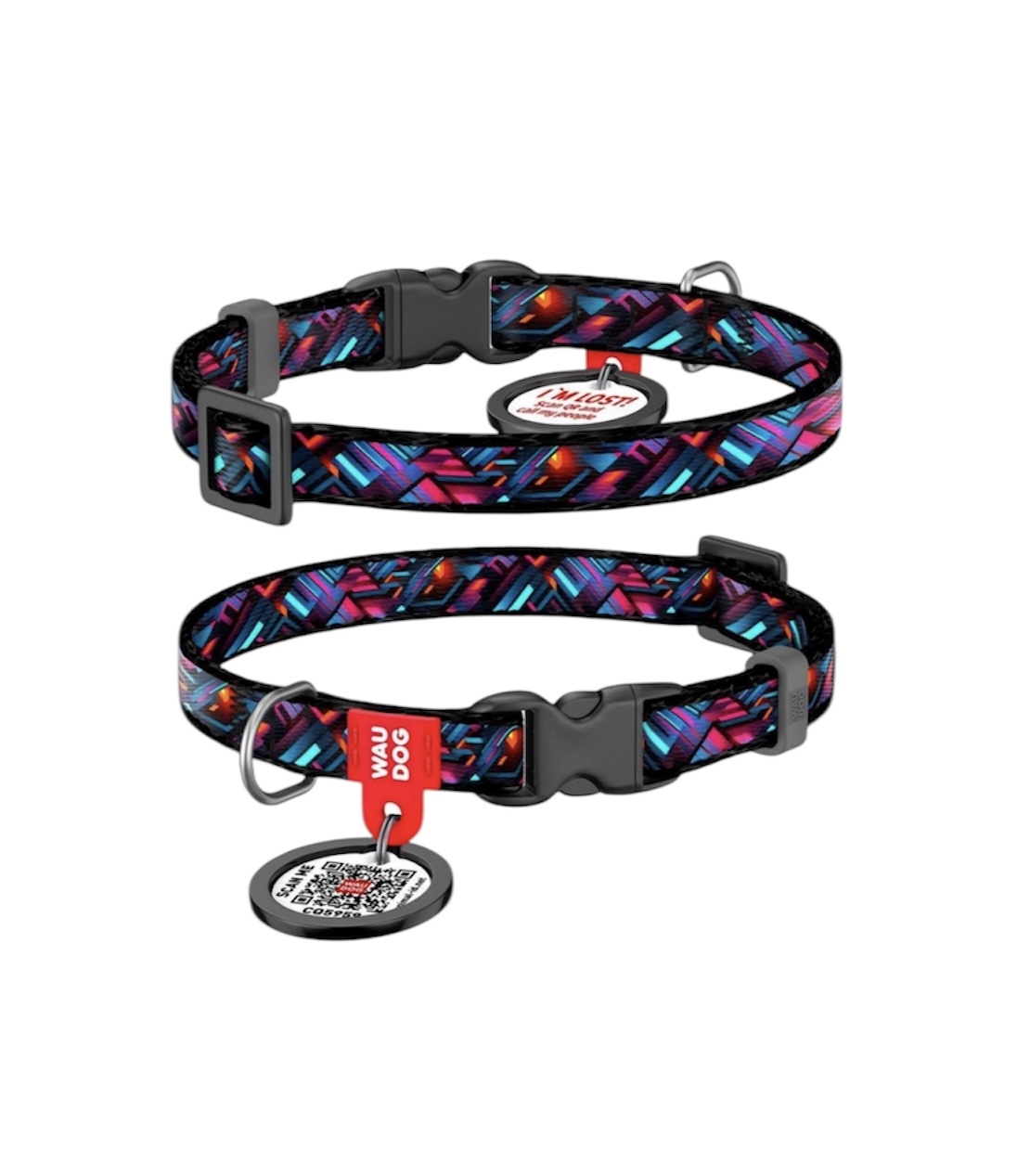 WauDog Περιλαίμιο με Smart ID Endless Worlds Plastic Fastex XLarge 25mm X 37-58cm